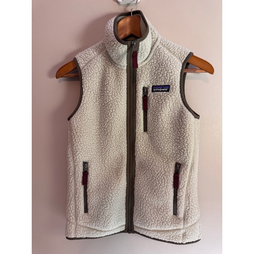Patagonia Women’s Retro Pile Fleece Vest XXS Cream Ivory Full Zip Sherpa